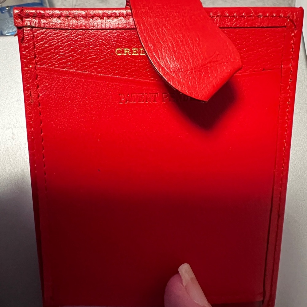 Vintage Hand Painted Leather Wallet Red Floral Boho Artisan One of a Kind - Picture 5 of 7